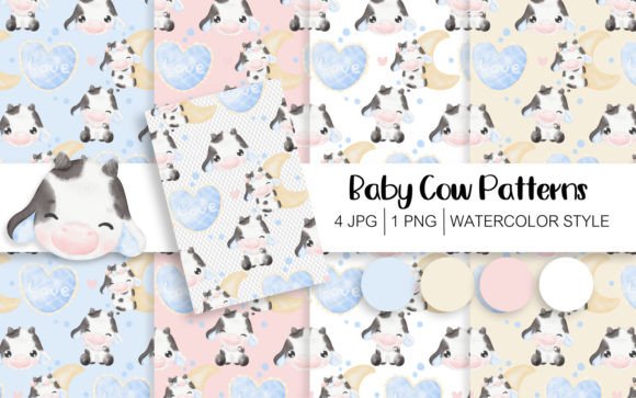 Cute Baby Cow Seamless Patterns