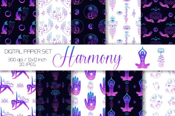 Harmony Digital Paper Set: Balance Patterns & Meditation Backgrounds
