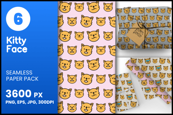 Kitty Face Seamless Patterns