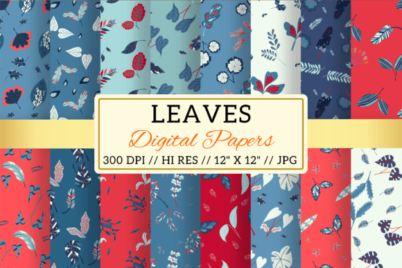 Leaves Digital Papers Patterns for Creative Projects
