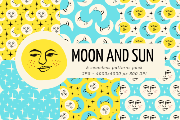 Moon and Sun Patterns Pack: A Versatile Design Resource for Creatives