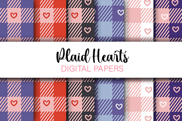 Plaid Hearts Seamless Valentine Patterns
