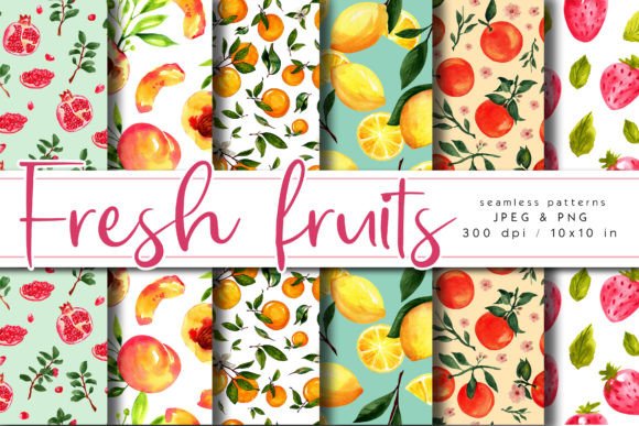 Seamless Fresh Fruits Patterns for Creative Design Projects