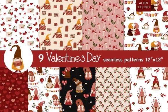 Valentines Day Gnome Seamless Patterns: A Creative Asset for Designers