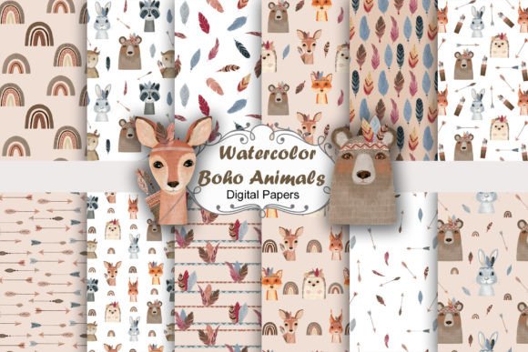 Watercolor Boho Seamless Patterns: A Versatile Design Resource for Creative Projects